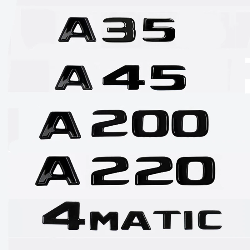 

Car 3D ABS Trunk Letters Logo Badge Emblem Decals Sticker For Mercedes Benz A Class A35 A45 A200 A220 4Matic W169 W176 W177