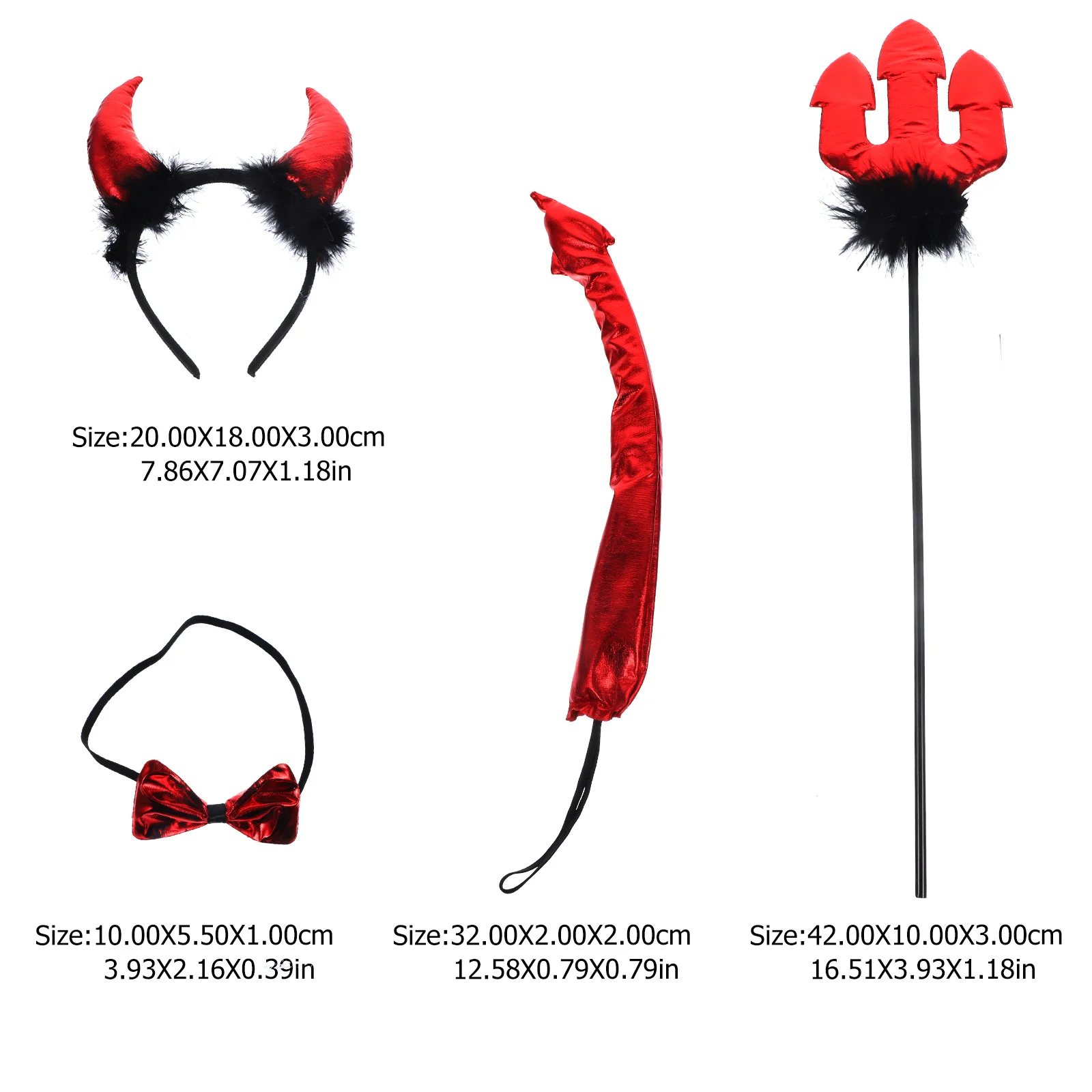 1 accesorios de juego de rol, diadema, pajarita, tenedor de pescado, cola, fiesta, Cosplay, disfraz de diablo de Halloween, conjunto de cola con orejas de diablo para fiesta