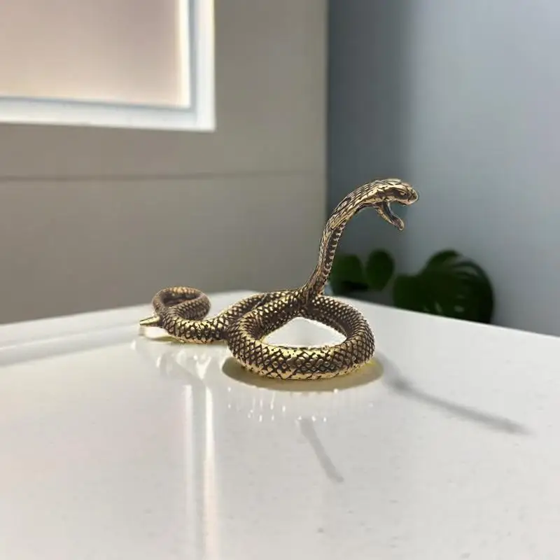 Vintage Alloy Snake Figurine Fine Carving For Figurine Decor Gifts For Snake Lovers