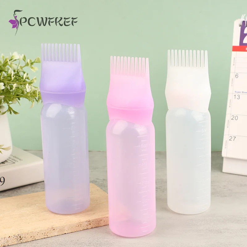 1Pc 120ml Plastic Hair Oil Applicator Bottle Hairdressing Shampoo Bottle Hair Dye Refillable Bottle Hair Coloring Styling Tools