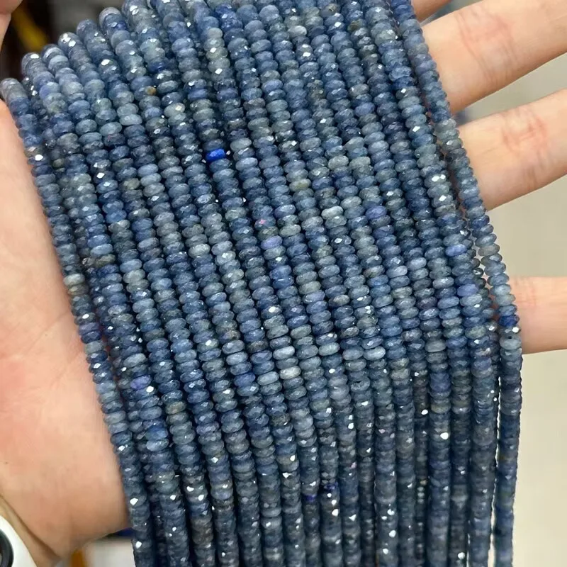 5A SAPPHIRE BLUE roundelle faceted 2*4mm loose beads 38cm for DIY jewelry making necklace FPPJ wholesale  nature