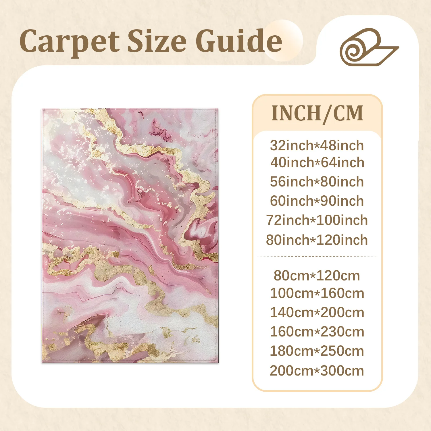 Large Indoor Area Rug, Soft Velvet Low Pile with Non-Slip Dotted Backing, Machine Washable, Pink Gold Marble Abstract Pattern Rug for Living Room Bedroom Modern Home Decor