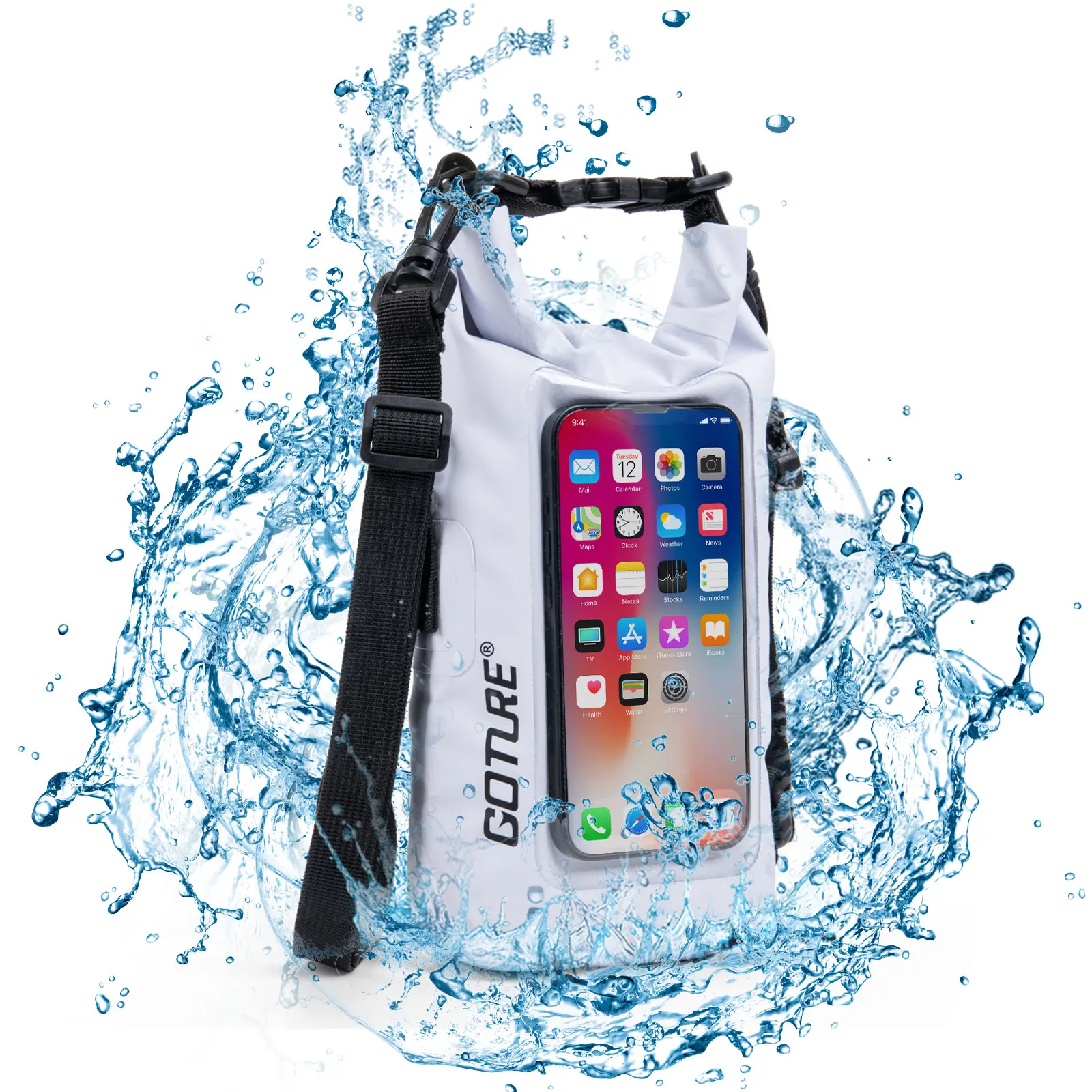 

Goture Full View 500D PVC Waterproof Bag Phone Pouch with Adjustable Shoulder Strap Big Mobile Phone Covers Underwater Snow Bag