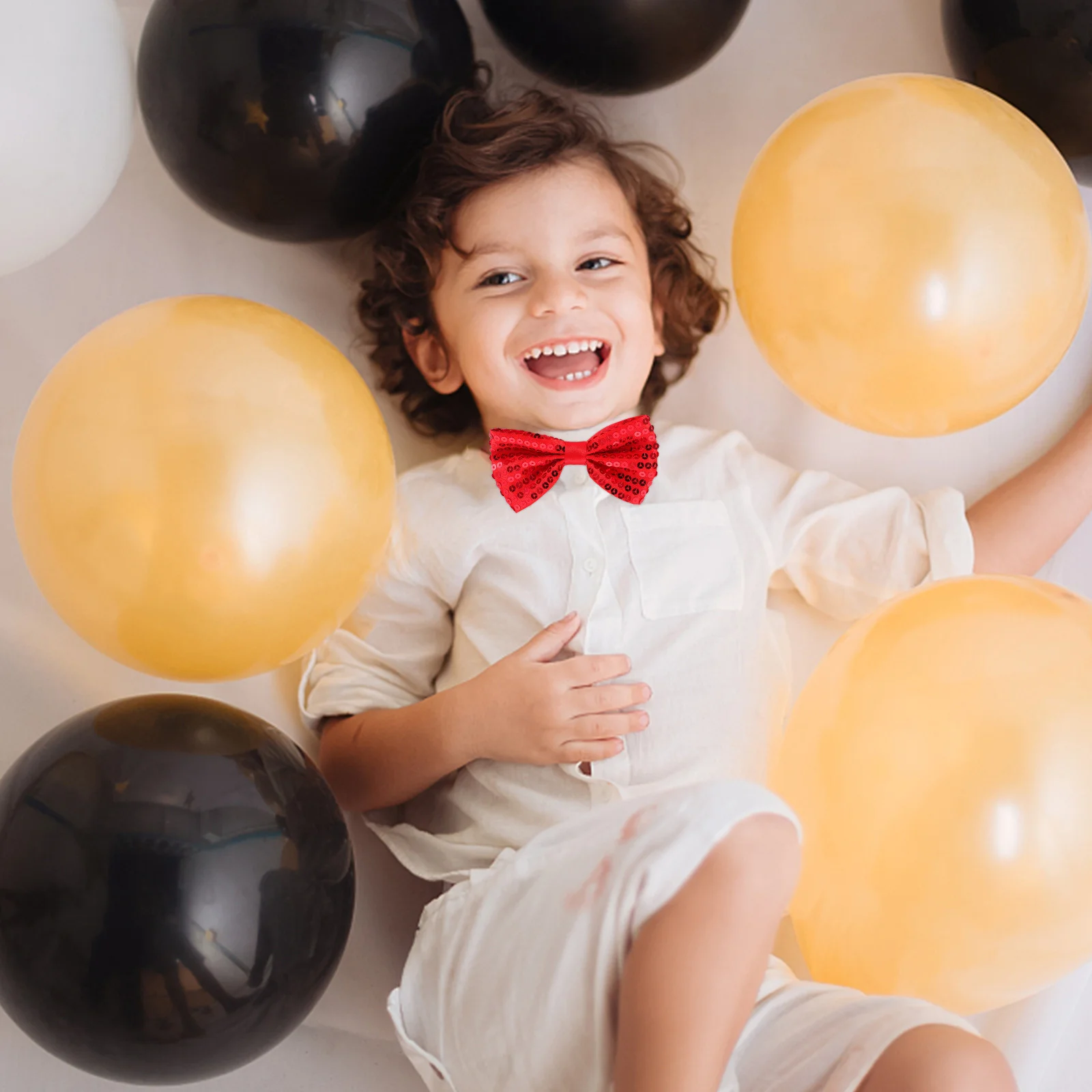 Pajarita brillante de 5 uds para niños, pajarita ajustable con lentejuelas para niños, perfecta para ceremonia de graduación en escenario, uso diario, Unisex