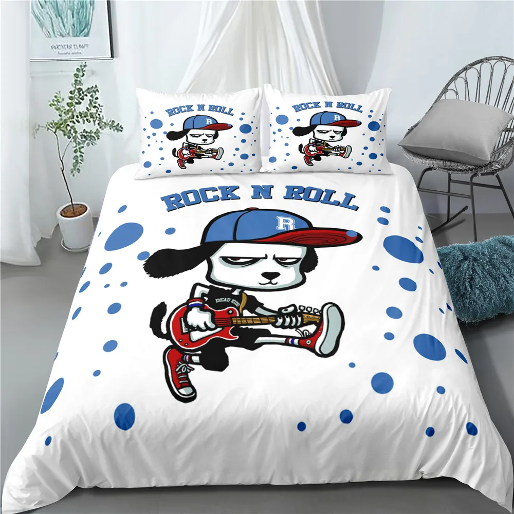 Rock Band Bedding Sets 3D Cartoon Printing 3 Pieces Duvet Cover Animals Quilt Cover Queen King Size Comfortable Home Textiles