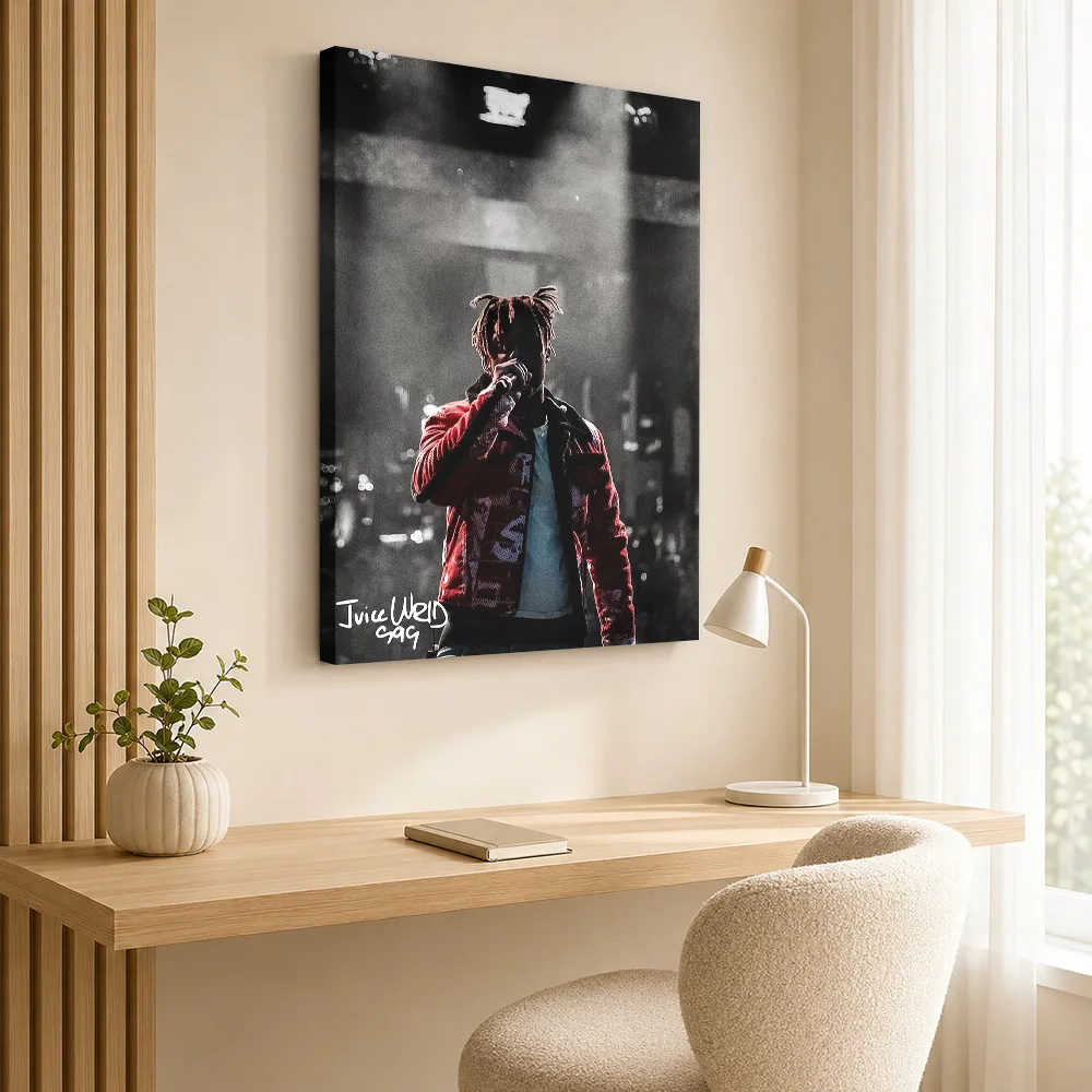Juice Wrld Hip Hop Tribute Canvas Poster Retro Inspired Design Wall Art With Personalized Photo For Bedroom Ideal Band Fan Gift