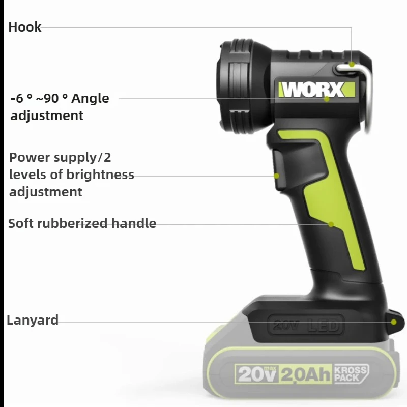 WORX WU027 20V Lithium Battery Multi-function Flashlight Outdoor Portable LED Work Light Repair Lamp Without Battery And Charger