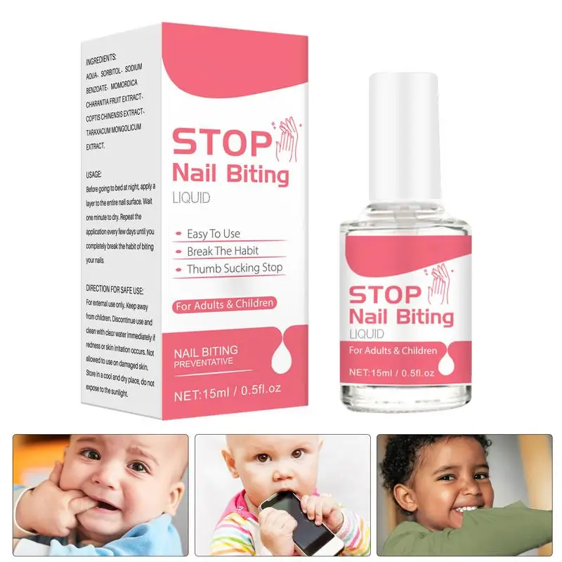 15ml Liquido per fermare le unghie 0,5fl oz Anti morso Smalto per unghie Anti morso per le unghie Per la cura dei bambini Per tutte le età Smettere di succhiare il pollice