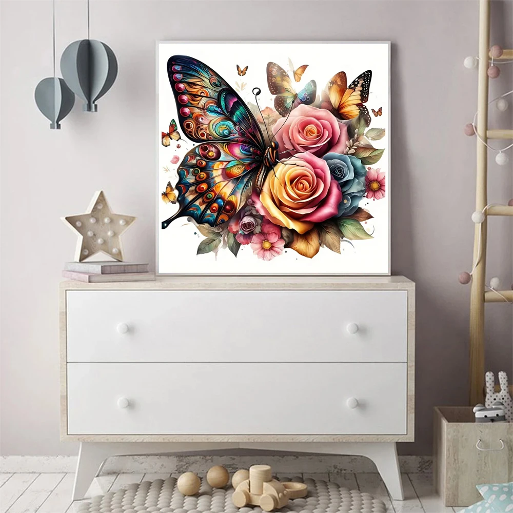 لوازم التطريز على شكل فراشة من مومورت، قماش مطبوع على شكل حيوانات، 11 قيراط، يمكنك صنعها بنفسك، غرز متقاطعة، تطريز على شكل زهرة الورد، حرف يدوية #3