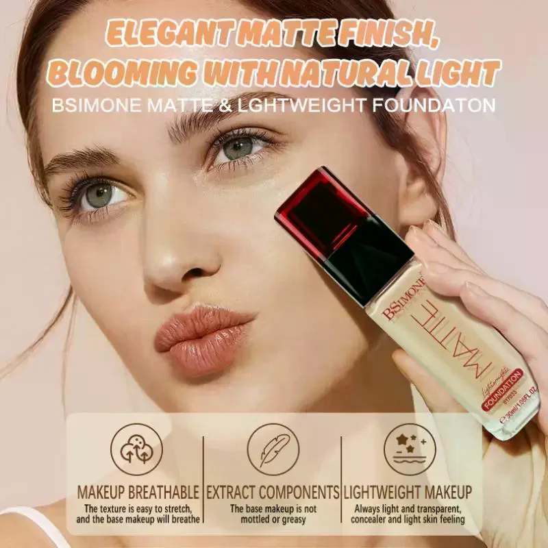 BSIMONE Multi-Use Foundation Long-lasting Matte Waterproof Oil Hight Full Coverage Highlight And Retouch Face Makeup For Women