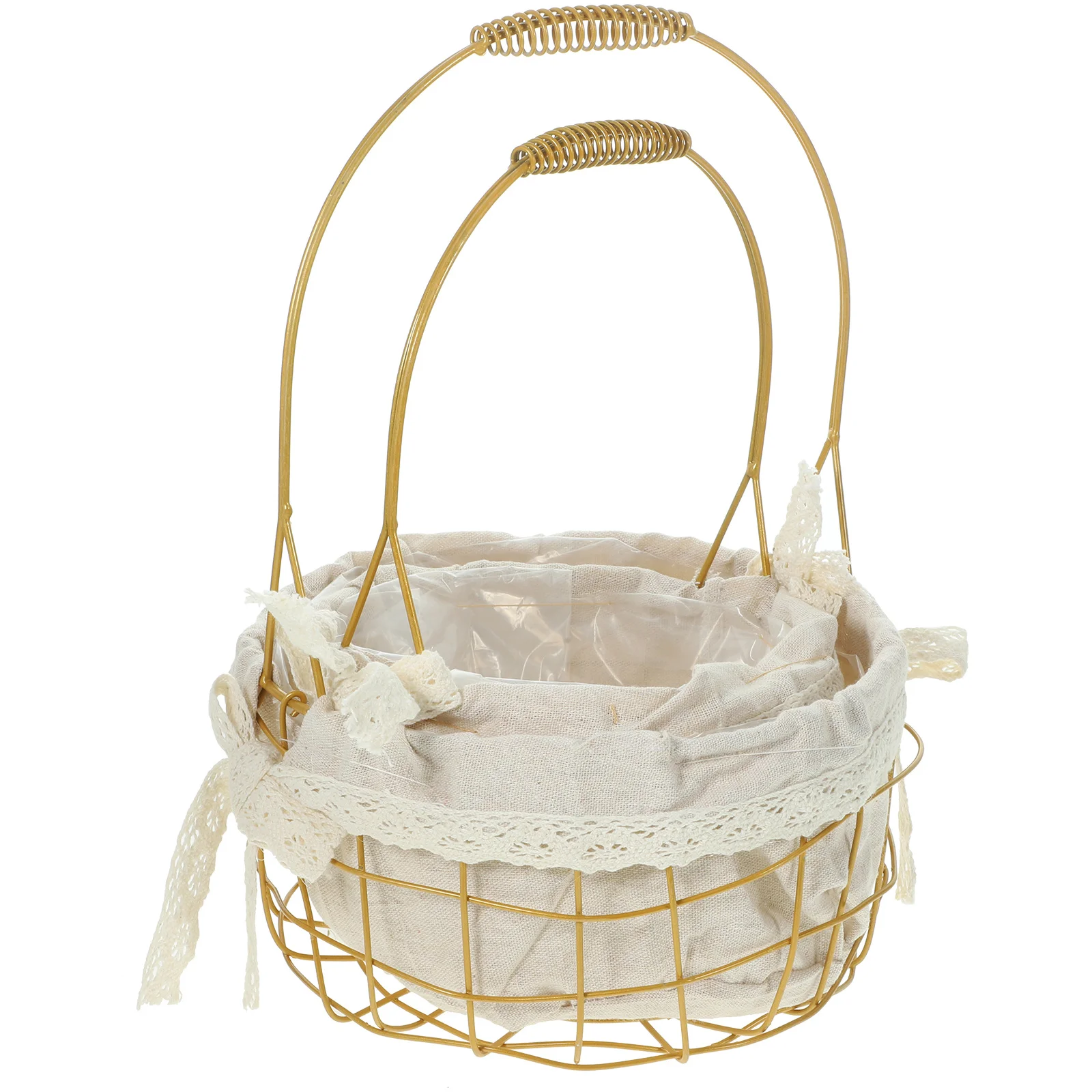 

2pcs Woven Flower Basket Handmade Iron Wire Picnic Baskets Floral Arrangement Storage Baskets Indoor Decor Planters