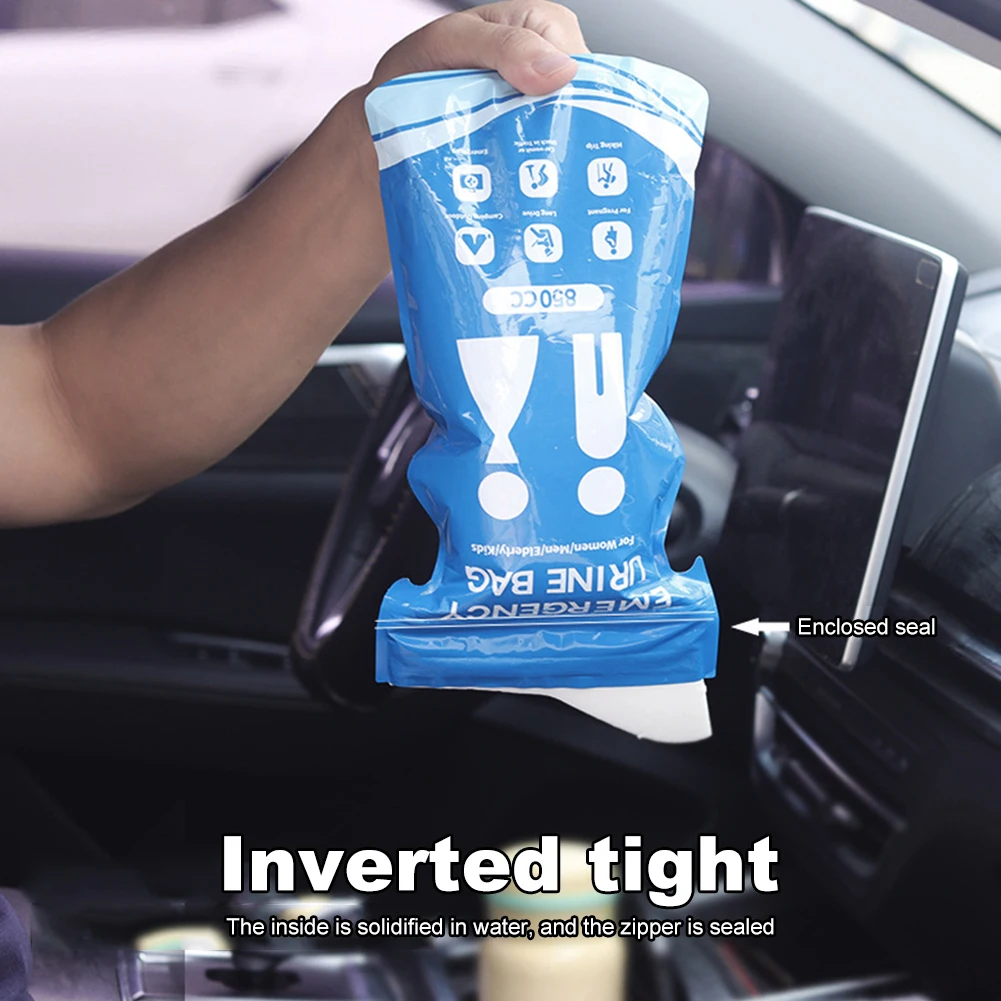 Car Urine Bag 850ml Emergency Vomit Bags Disposable Mini Mobile Toilets Handy Unisex Urinal Toilet Bag For Women Men , 1-10pcs