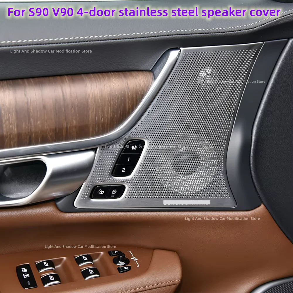 Fit for Volvo S90 V90 4-door stainless steel speaker cover, Door decorative panel, high pitched speaker sound system Car Decor
