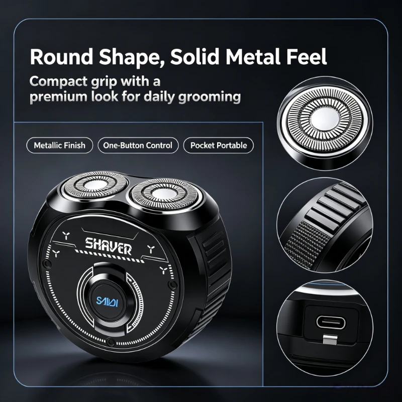 USB Rechargeable Portable Mini Flying Saucer Shaver Waterproof Men Electric Razor For Household Car Travel Scenarios