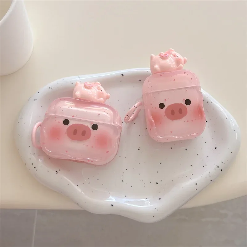 3D Pink Pig Case for AirPods Pro2 Airpod Pro 1 2 3 Bluetooth Earbuds Charging Box Protective Earphone Case Cover
