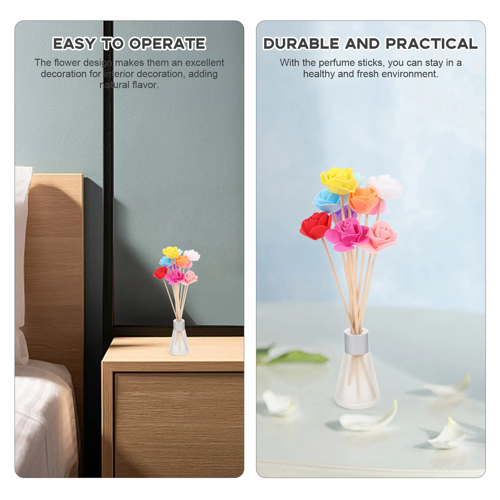 

20 шт. ароматических палочек в форме цветка для диффузора, ароматерапевтические палочки с эфирными маслами, свежий аромат, декор для дома