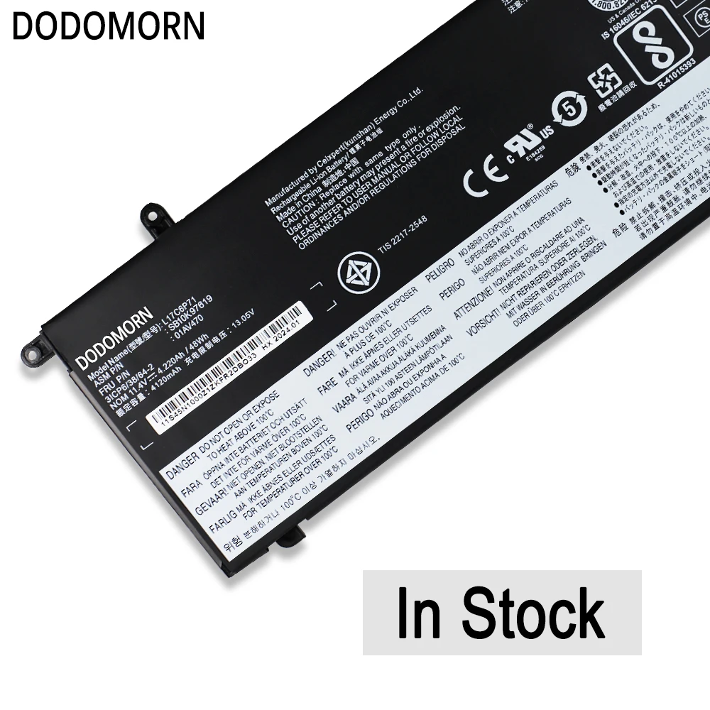 Imagem -05 - Dodomorn-bateria do Portátil para Lenovo Thinkpad X280 A285 Peças de Reposição 01av470 01av484 5b10w13922 L17c6p71 Sb10k97615 48wh