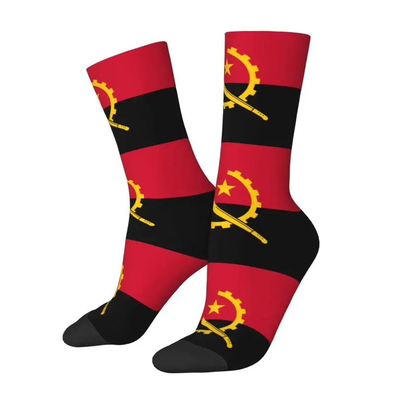 Fun Men's Angola Flag Dress Socks Unisex Warm Comfortable 3D Print Angolan Pride Crew Socks