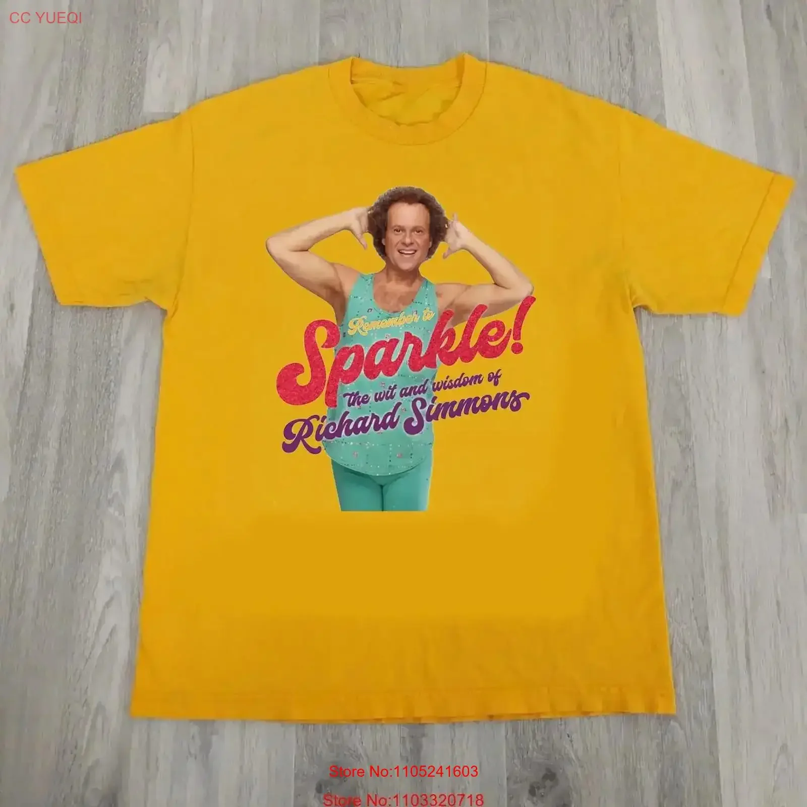 Richard Simmons Remember to Sparkle Gold Adult Cotton T Shirt BL2 572 vintage Washed Stretched Versatile fashion vintage Casual