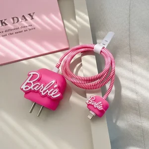 طقم واقي كابل باربي من كاواي مينيسو، حافظة شاحن، سلك هاتف، منظمي حبل، آيفون، آي-باد، 18 واط، 20 واط، 4 قطع أفضل 10 مبيعات جسم باربي المفصلي - رقم 10