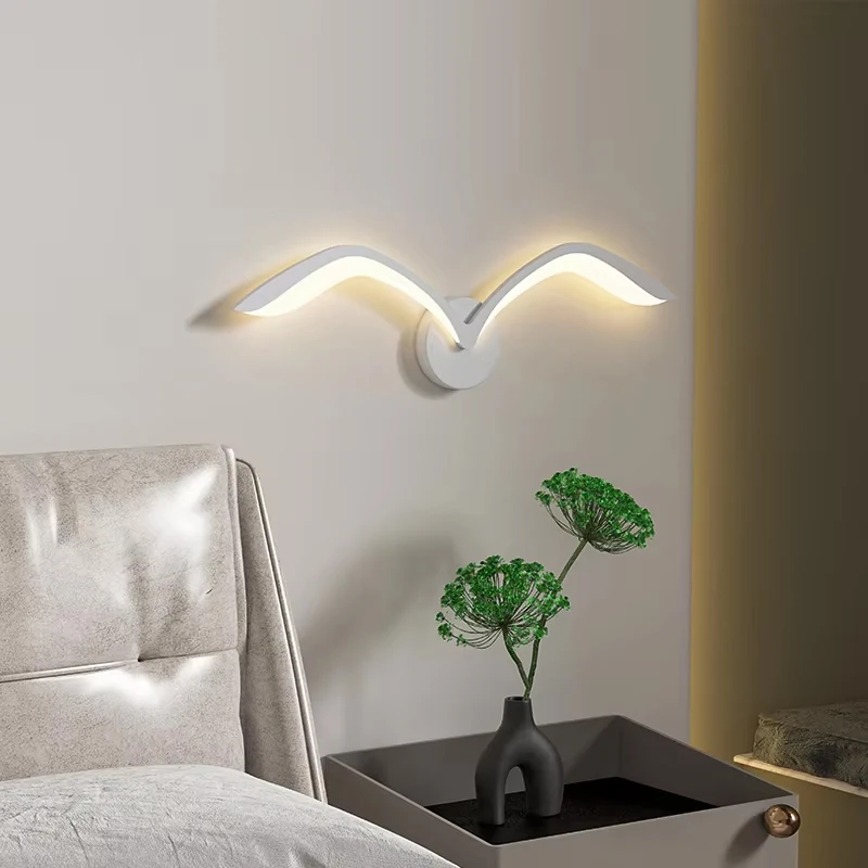

Company Front Desk Simple Wall Lights Seagull Bedroom Bedside Wall Lamps Creative Living Room Stair Aisle Background Decor Light