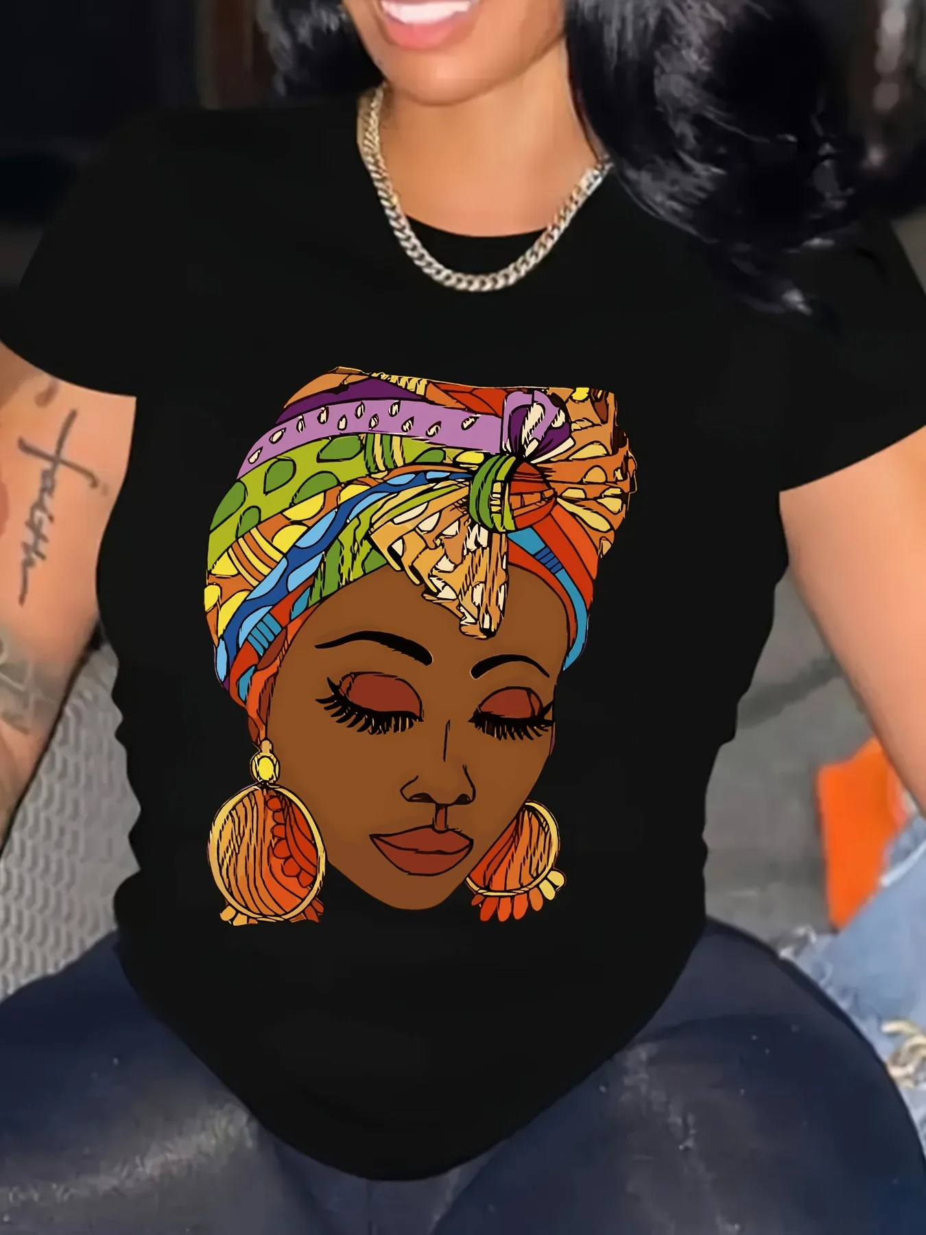Black Casual Short-Sleeve T-Shirt