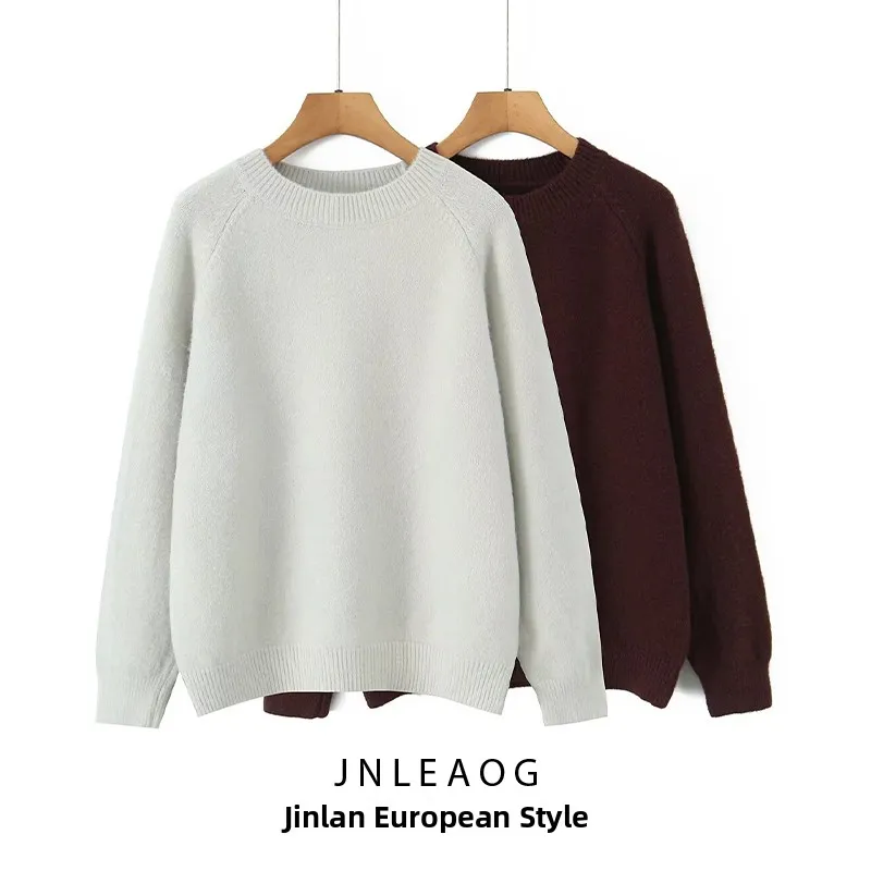 

Модный женский пуловер в уличном стиле JNLEAOG, осенняя новинка, универсальный дизайн, свитер с длинными рукавами и круглым вырезом