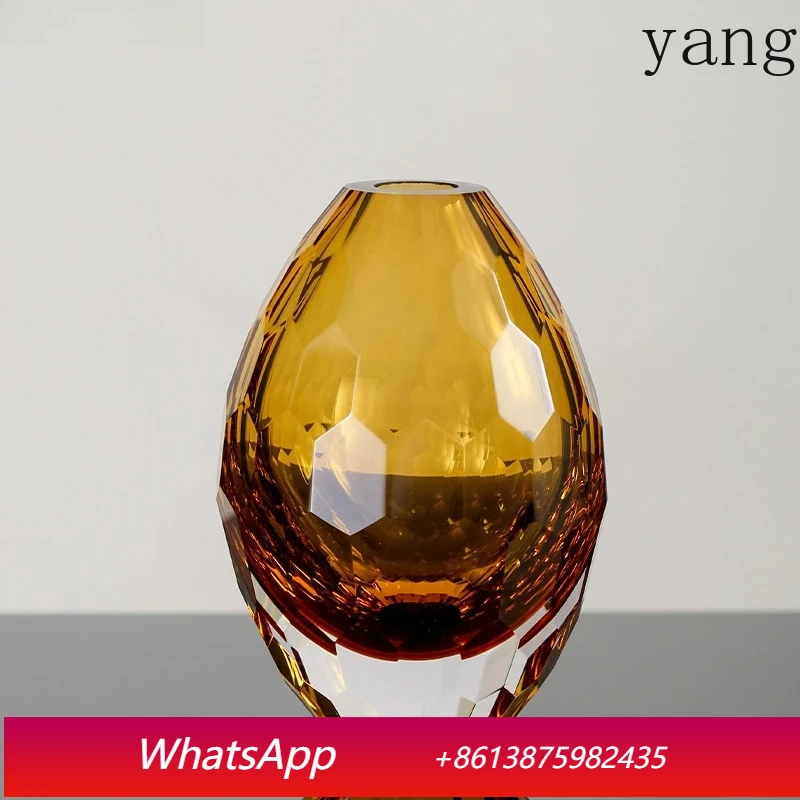 

Hexagonal textured glass vase transparent flower pot table top decoration round vase