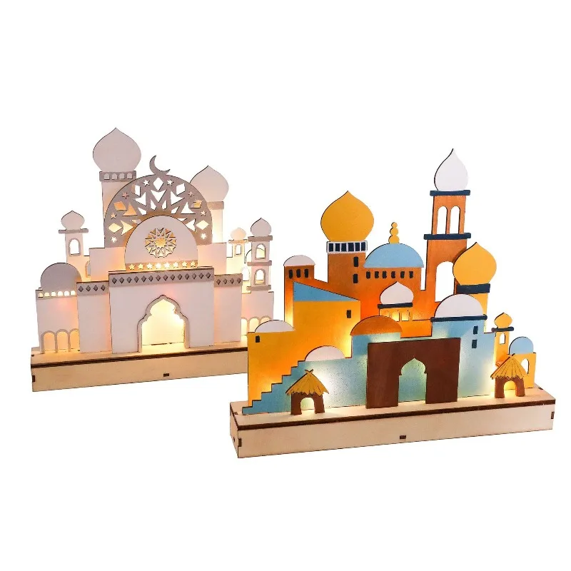 Wooden LED Moon & Ball Lamp - Muslim Festival Decorative Ornament for Bedroom Ambient Lighting