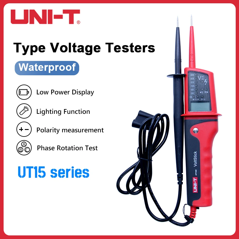 

UNI-T AC/DC портативный тестер напряжения 690 В дисплей непрерывный вольтметр Автоматический диапазон поворота фазы мультиметр UT15B/C