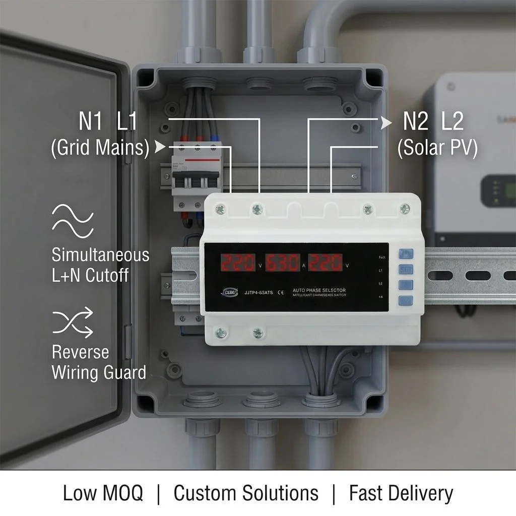 Auto Transfer Selector Double Relays Reconnect Under Over Voltage Protection Device Relay Voltage Monitor JJTP4-63ATS
