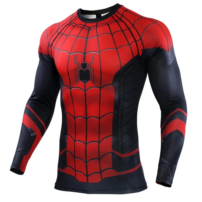 Superhero Spidey Tshirts Men Compression Shirts Long Sleeve Tops Fitness T-shirts Slim Tights Tee Male Cosplay Costume Tights