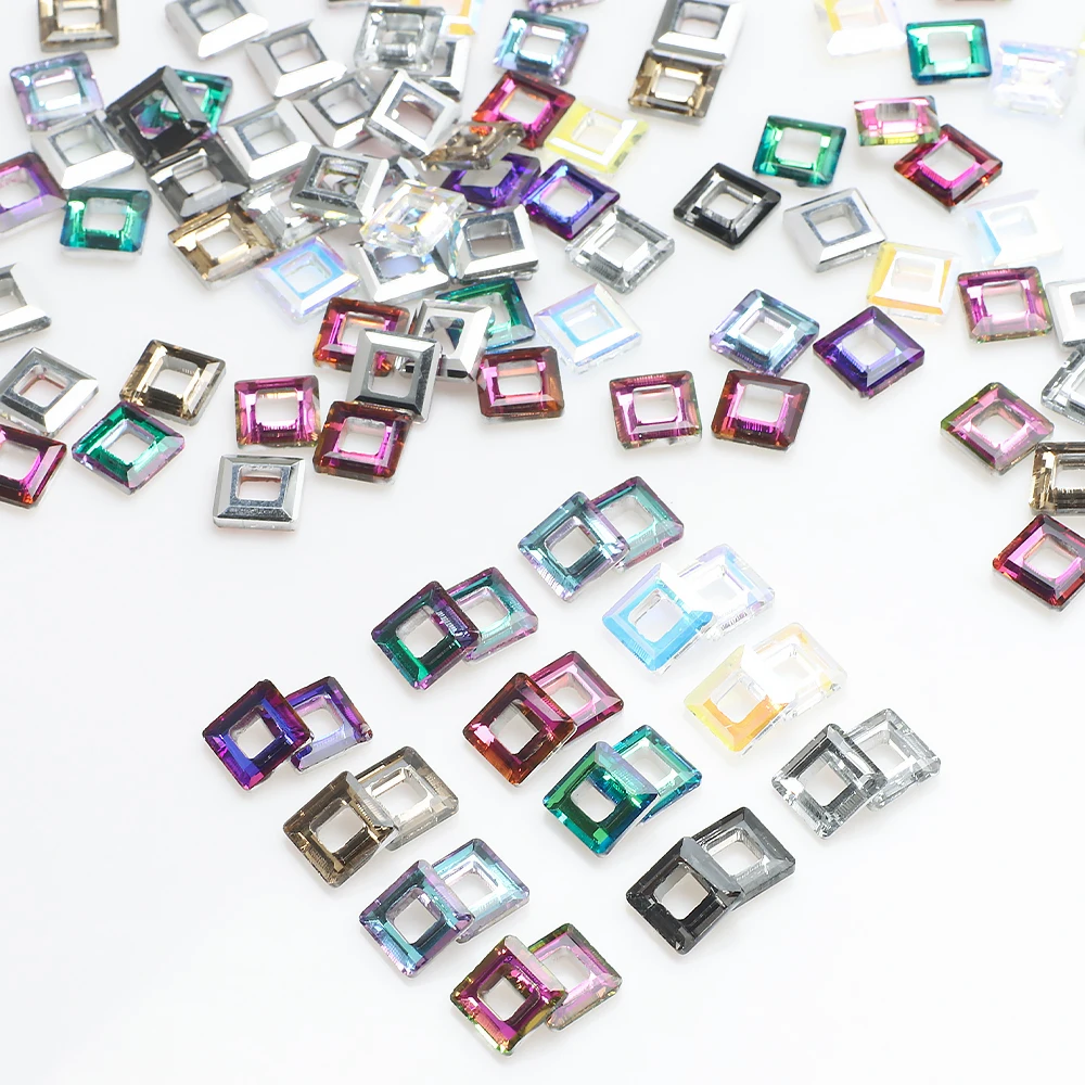 30Pcs Glass Crystal Square Beads With Big Hole 8mm Angle Cube Loose Spacer Beads For DIY Making Charms Earings & Nail Decoration