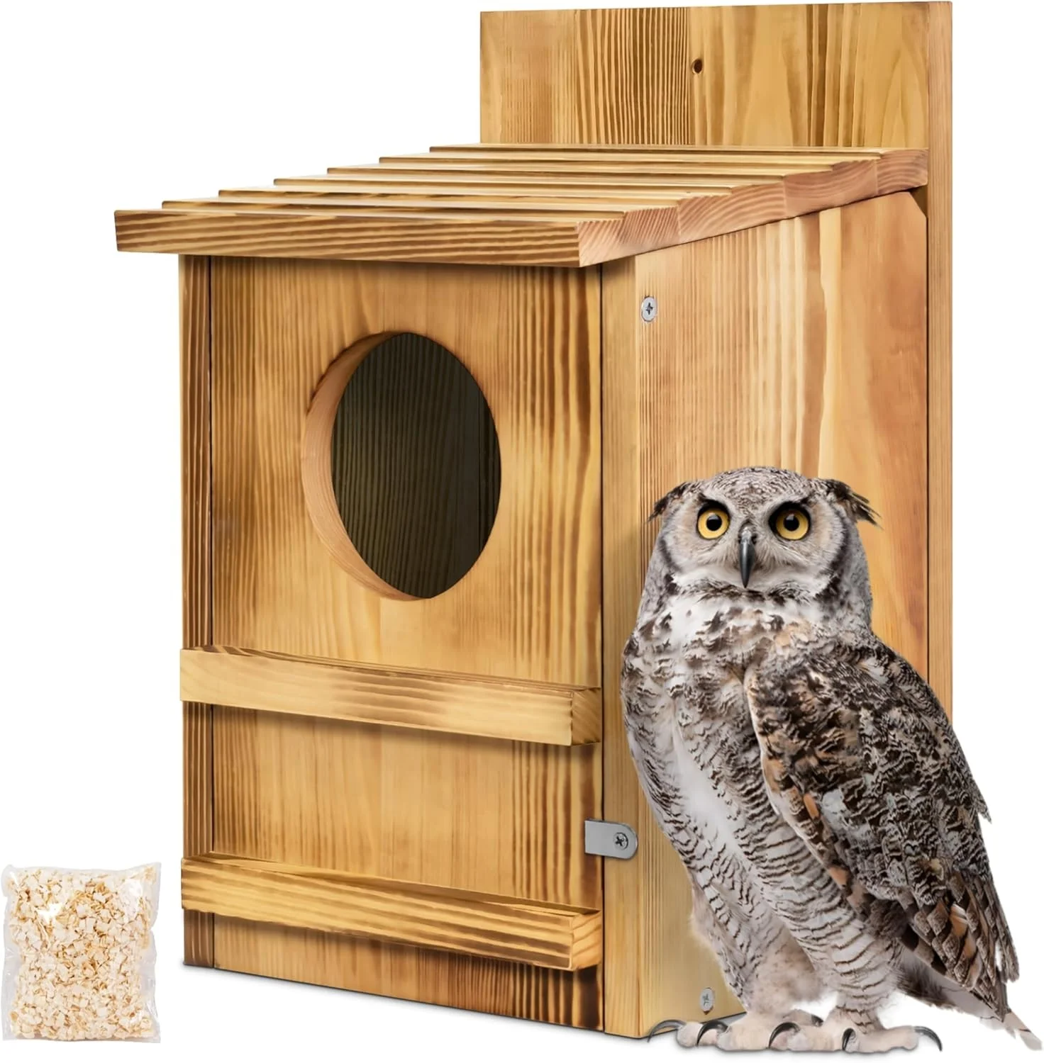 Wildlife Lovers Carbonized Cedar Big Owl Bird Box