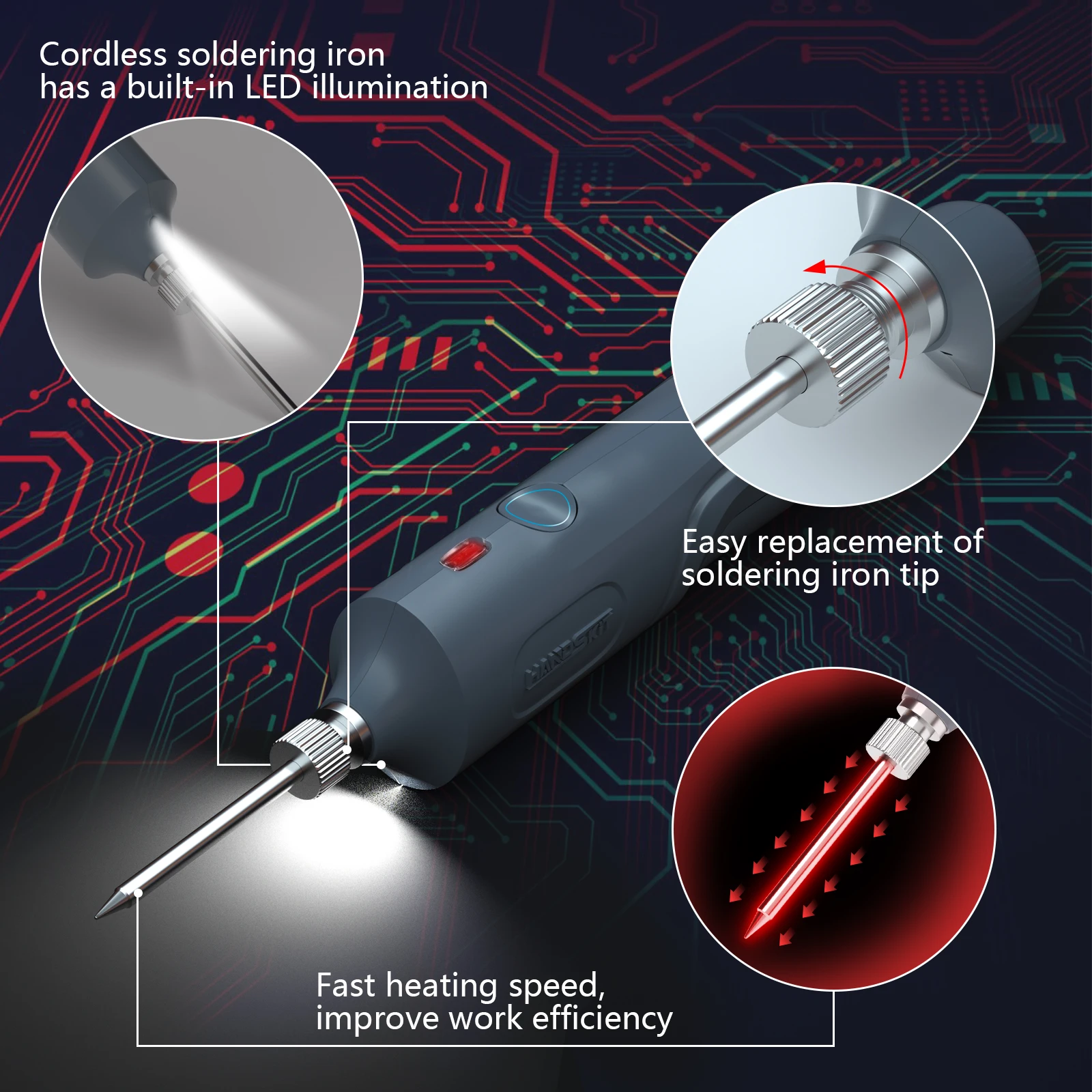 10W Battery Soldering Iron 3-step Temp Adjustment Fast Feating Soldering Of Miniature Electronic Components Type-C Charge