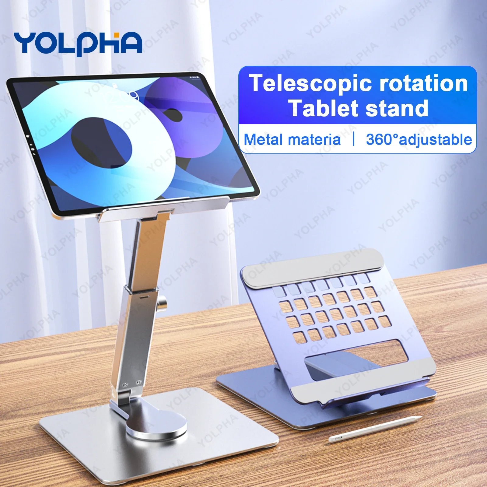 

360 Rotating Tablet Stand Foldable Laptop Stand Telescopic Support Aluminum Alloy Computer Bracket Angle Adjustable iPad Holder