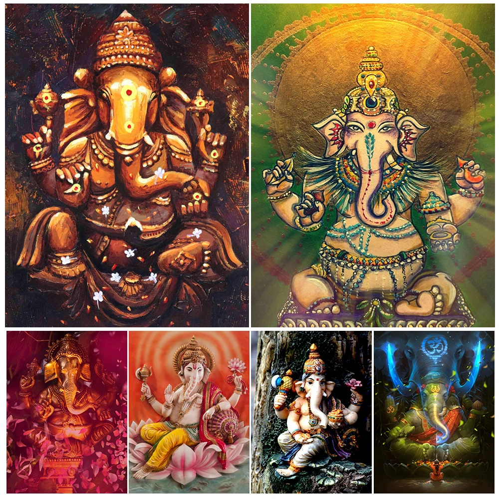 

Cartoon Indian Religion Ganesha Vintage Posters Wall Pictures For Living Room Nordic Poster Wall Art Canvas Painting Unframed