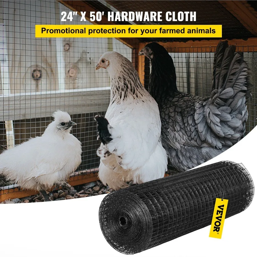 VEVOR ลวดเชื่อม Fen ไวนิลเคลือบไก่กระต่ายตาข่าย 1 "x 1" 16 Gauge 24 "x 50'