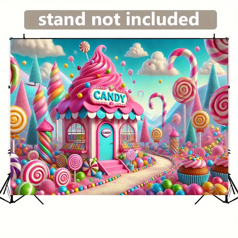 قطعة واحدة من ديكورات الحائط المصنوعة من القماش لخلفية بيت الحلوى الملونة دريم لاند، لا يتطلب مصدر طاقة #2