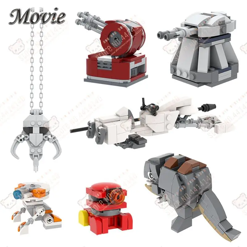 Movie Interstellar Military MOC Building Blocks DIY Starfighter Droid Antiaircraft Gun Blurrg Model Assembly Brick Toys For Kids