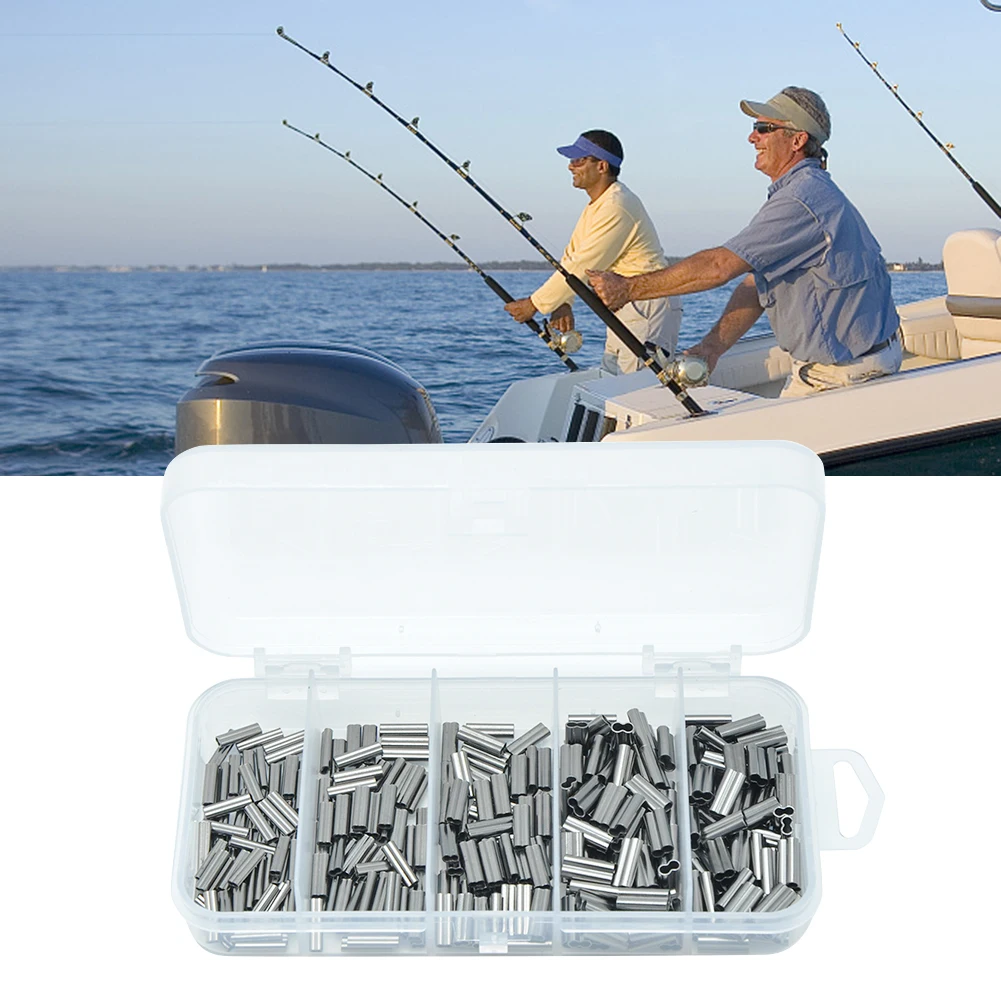 300 قطعة الصيد تجعيد الأكمام برميل مزدوج 1.0-1.8 مللي متر النحاس العقص حلقة كم عالية القوة استبدال عدة تزوير معالجة #2