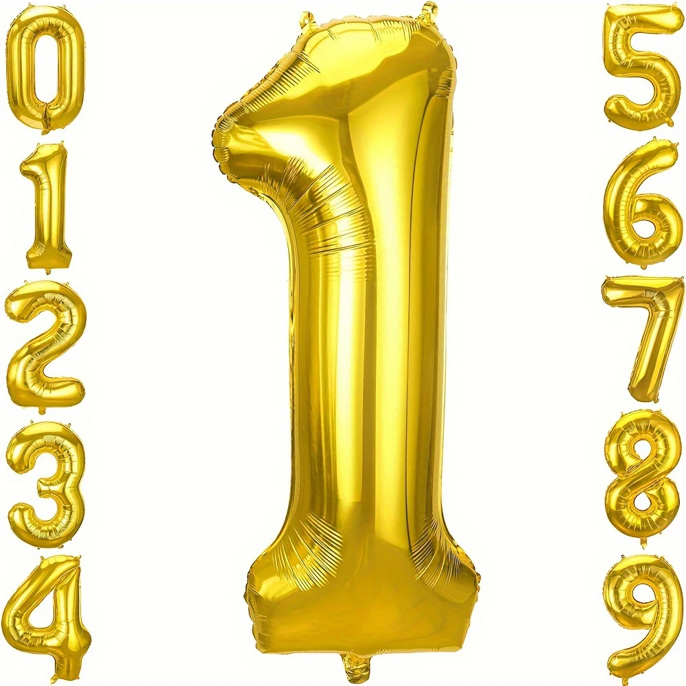 40 inch Gold Color Number Balloons, Big Huge Number Foil Helium Balloons Birthday Party Celebration Decoration Large globos,