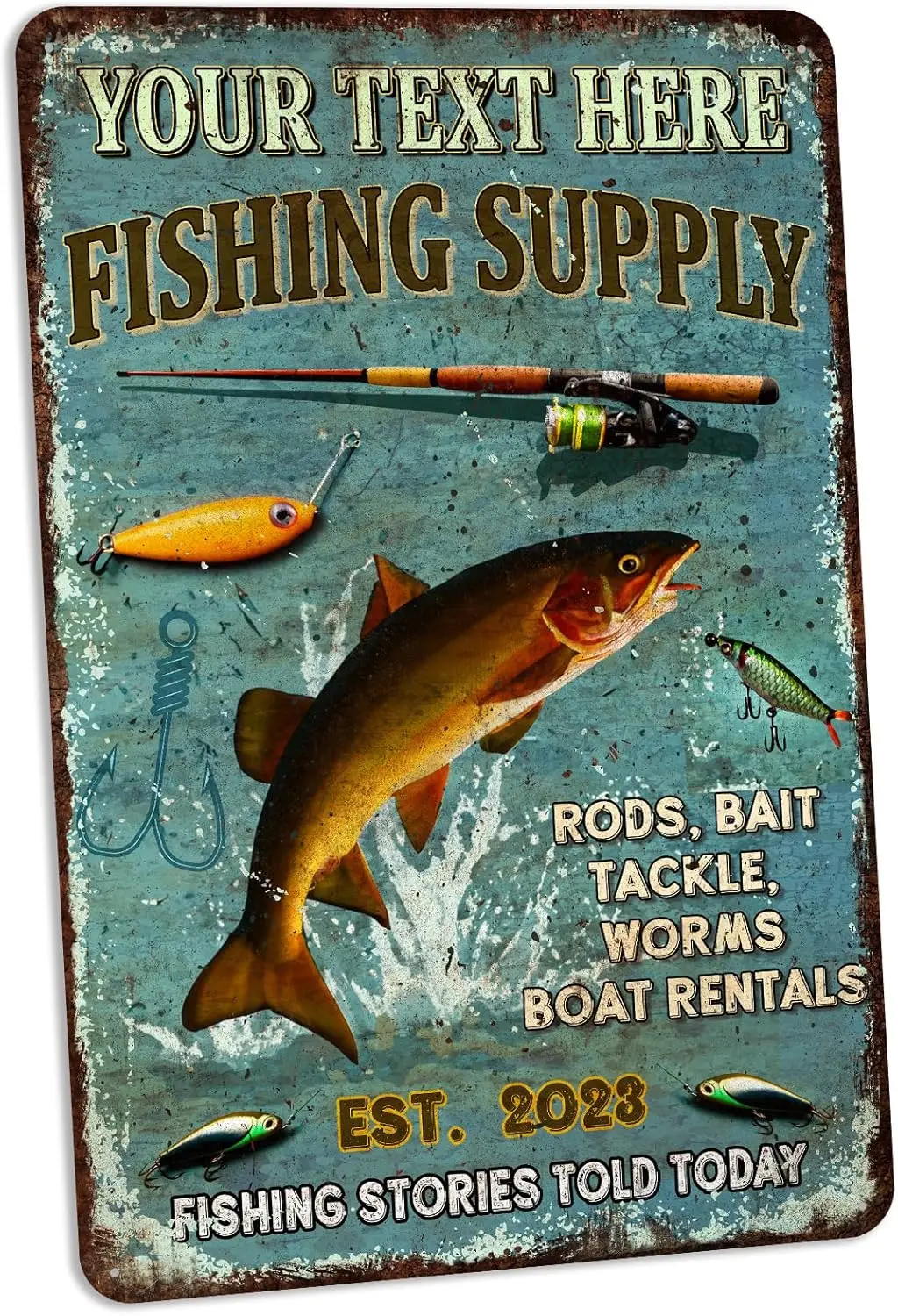 Personalized Fishing Sign Fishing Supply Bait & Tackle Custom Fishing Décor Cabin Wall Décor Lake House Decorations Fish Déc