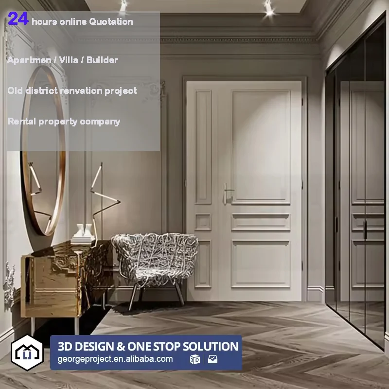 Middle East Popular Design 45mm Thickness Wood Grain Surface Decoration WPC Interior Door for Oman Villa