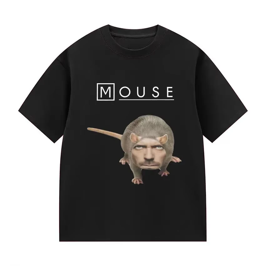 House Mouse MD Funny Graphic Washed Cotton T‑shirt Unisex Oversized Fashion Short Sleeve Harajuku Streetwear Casual Tops