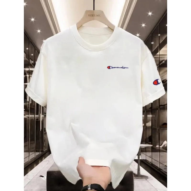 2026Summer New High-end Pure Cotton Korean-style Casual and Versatile Round-neck Short-sleeved T-shirt, All-cotton Light Luxury