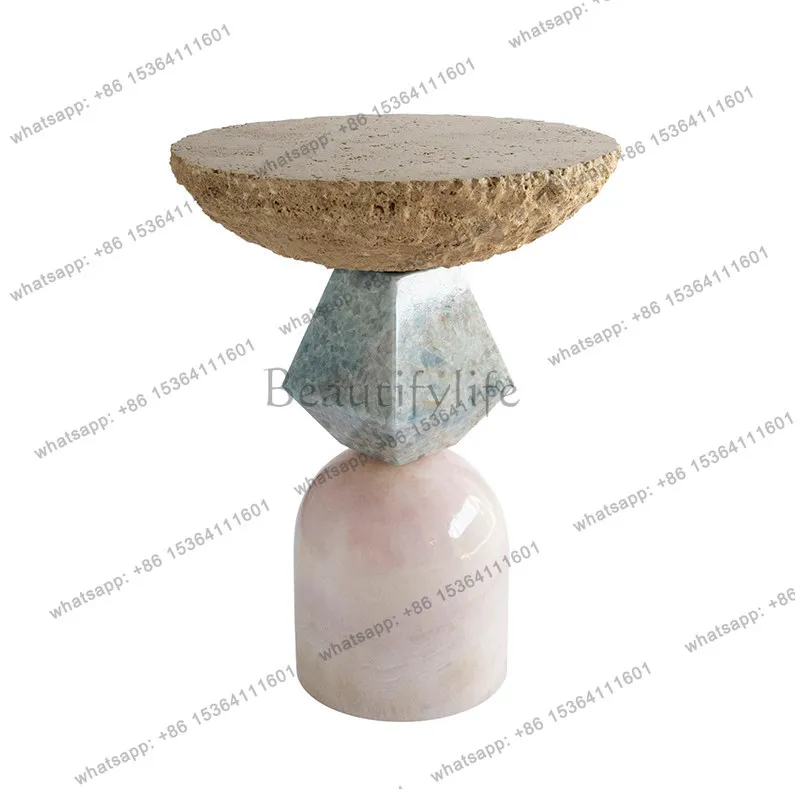 

Cave stone edge few light luxury high-end living room mobile simple modern villa jade small coffee table