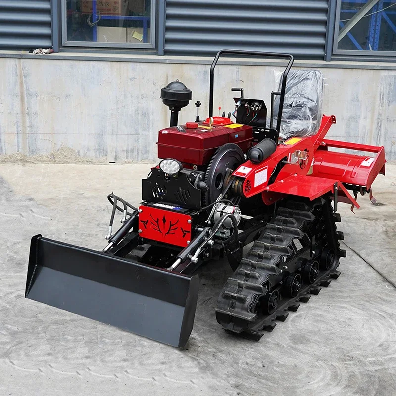 Trattore cingolato per macchinari agricoli con aratro a binario multifunzionale da 25 HP popolare tra coltivatori