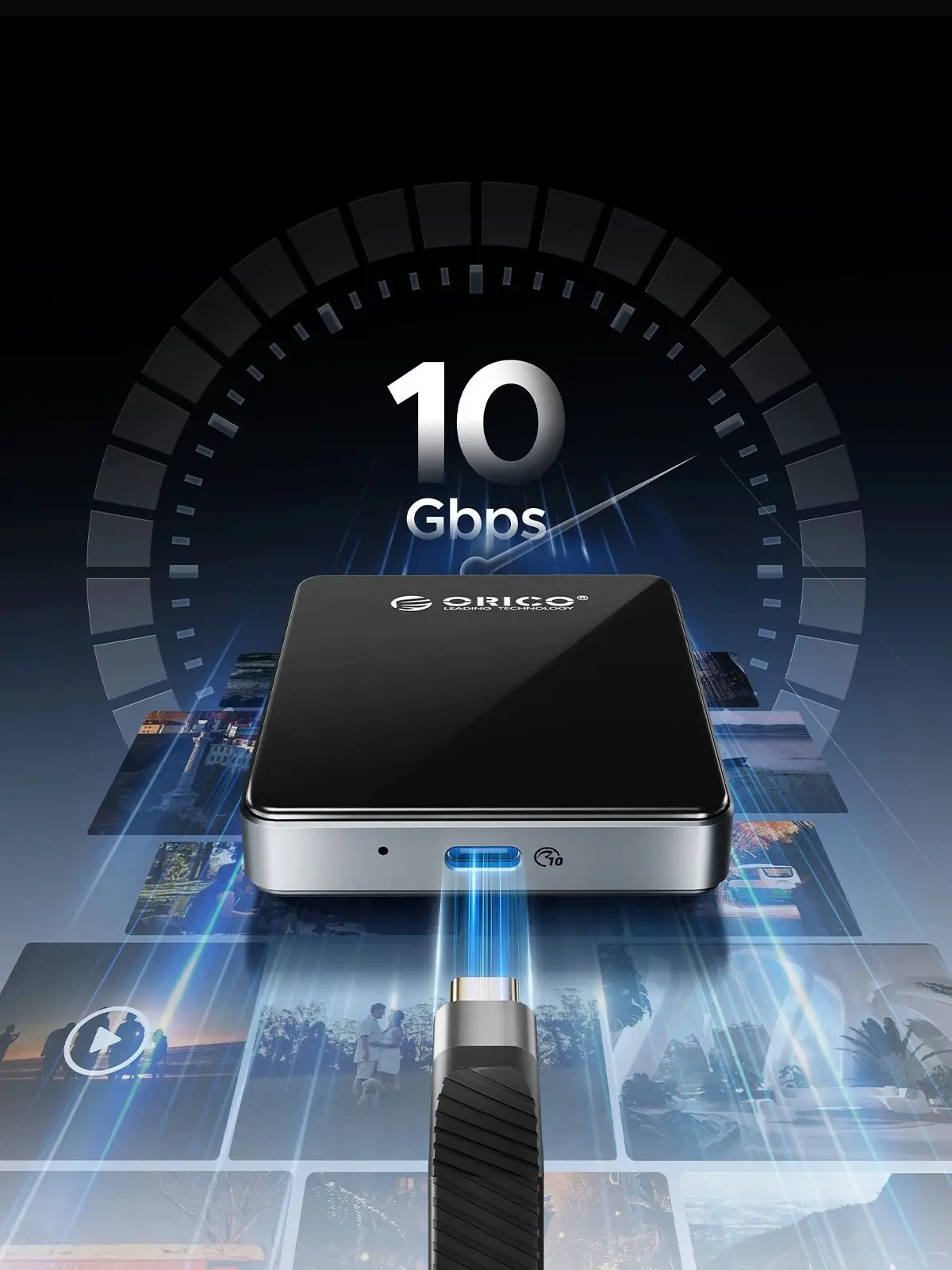 ORICO Magnetyczna obudowa M.2 2230/2242 NVMe SSD do nagrywania iPhone 4K ProRes z czytnikiem kart SD/TF 3.0 i portem ładowania PD100W — zdjęcie produktu 7