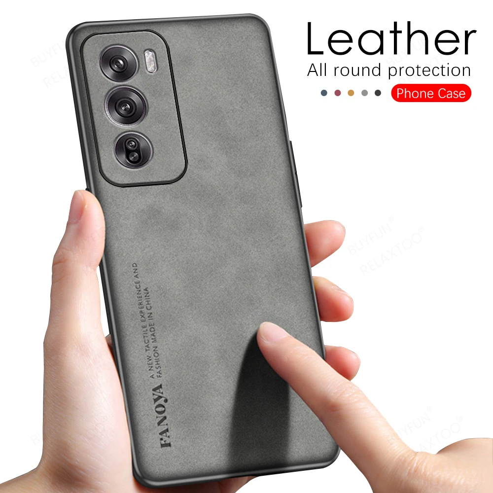 Lambskin Leather Matte Case For Oppo Reno12 Pro 5G TPU Soft Frame Protect Fundas On Opo Orro Reno12pro Reno 12 Pro Renualt 12Pro